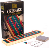 M.Y Deluxe Solid Wood Cribbage Board & Playing Cards Traditional Card Game